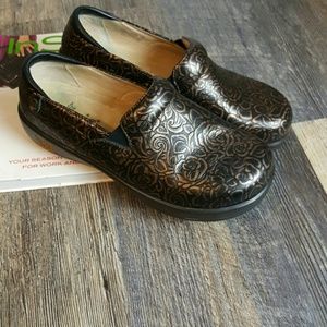 Alegria slip resistant floral leather upper